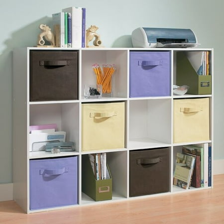 Espresso Stylistic Versatile Indoor Decor 12 Cube Storage Organizer with Winter Gloves